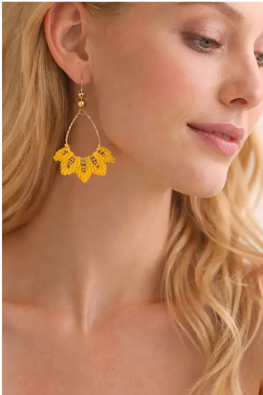 Boucles d’oreilles micro-macramé éventail argent 925 Micro Noeuds