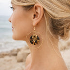 Boucles d’oreilles micro-macramé anneau écaille bohème TIMA Micro Noeuds