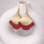 Boucles d’oreilles micro-macramé – Acier inoxydable & fil polyester Micro Noeuds