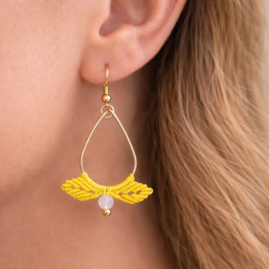 Boucles d’oreilles micro-macramé- bohème – personnalisables-ELYA Micro Noeuds